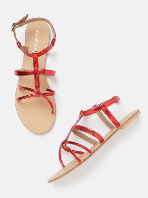 

DressBerry Women Red Solid Gladiators