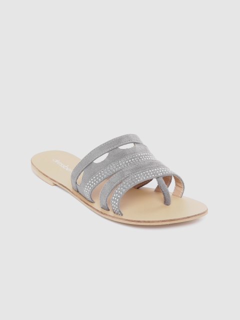 

DressBerry Women Grey Embellished Open Toe Flats