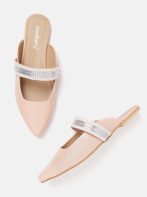 

DressBerry Women Peach-Coloured Solid Mules