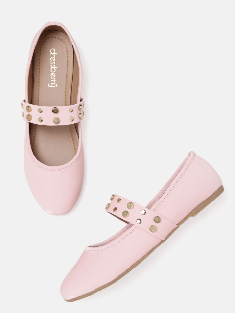 

DressBerry Women Pink Solid Mary Janes
