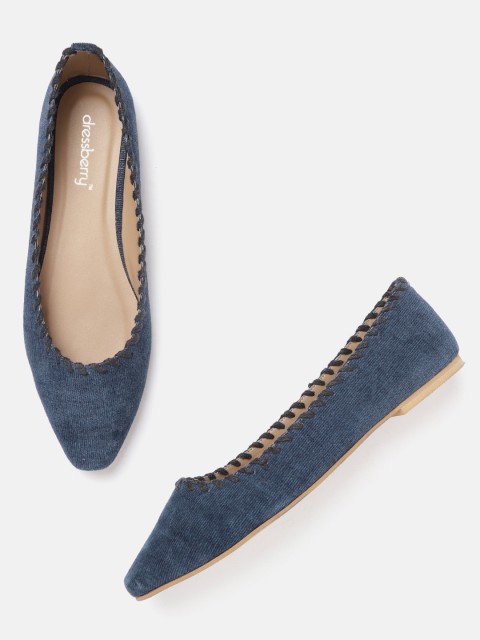 

DressBerry Women Navy Blue Solid Ballerinas