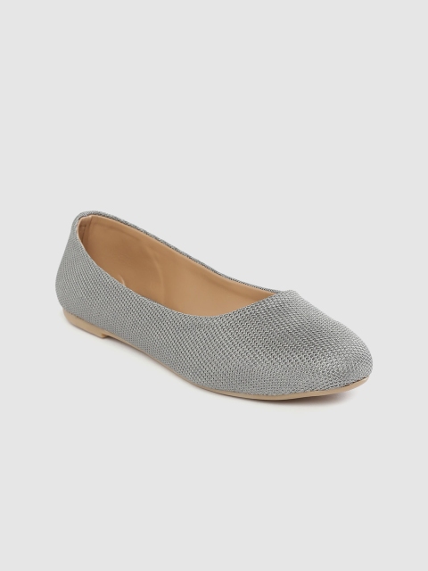 

DressBerry Women Grey Woven Design Ballerinas
