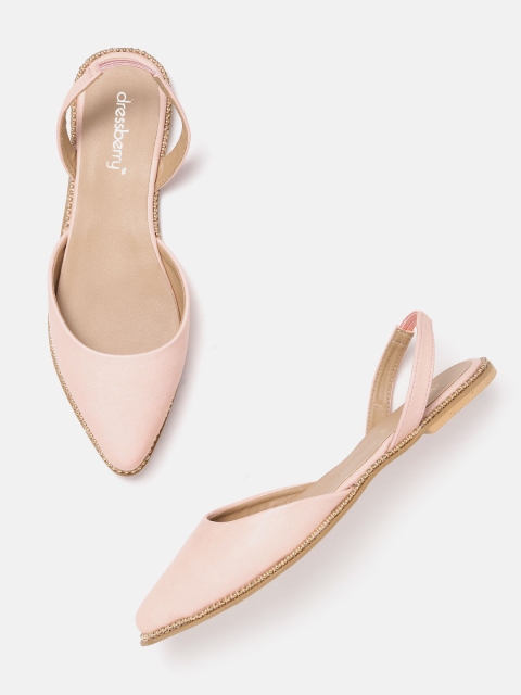 

DressBerry Women Peach-Coloured Solid Flats