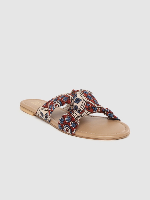 

Taavi Women Maroon & Blue Printed Open Toe Flats