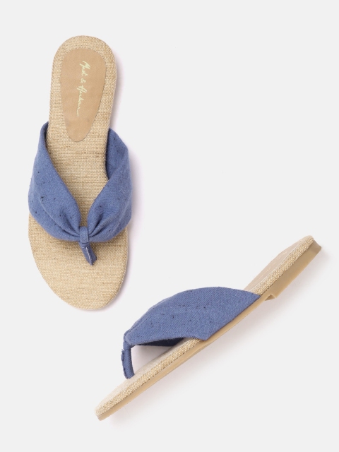 

Mast & Harbour Women Blue Twill Patterned Open Toe Flats