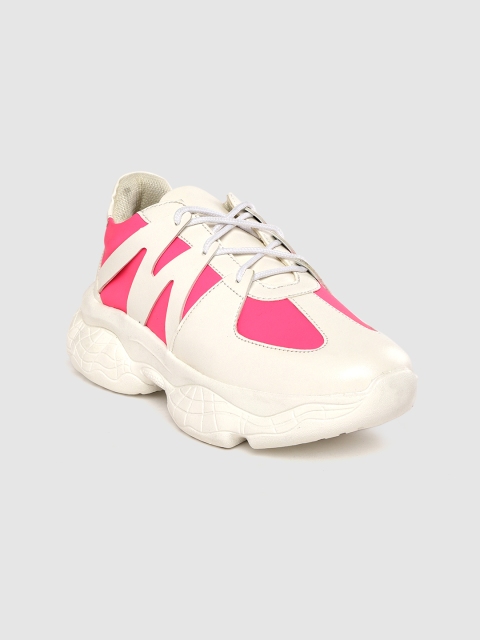 

Kook N Keech Women White & Pink Colourblocked Sneakers