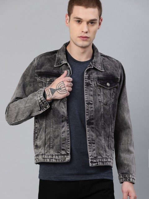 

American Crew Men Grey Faded Denim Jacket
