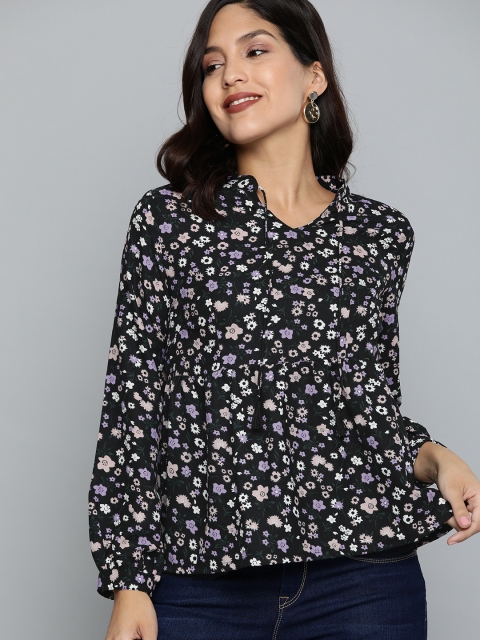 

HERE&NOW Women Black Printed Top