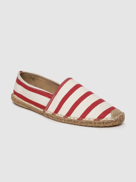 

Mast & Harbour Men Off-White & Red Striped Espadrilles