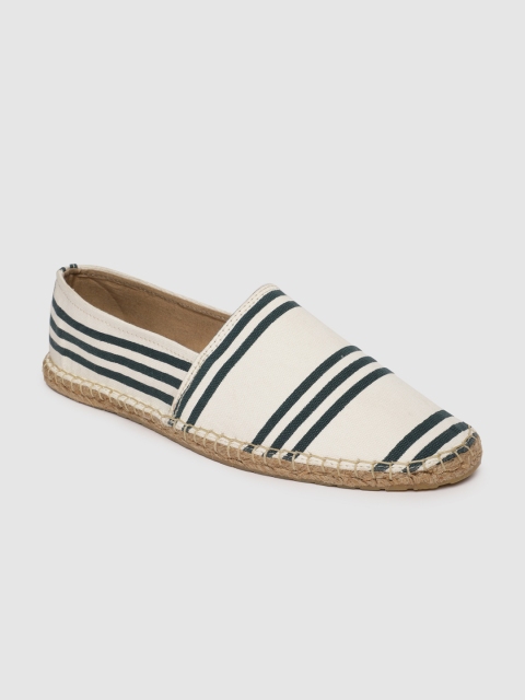 

Mast & Harbour Men Off White and Blue Striped Espadrilles