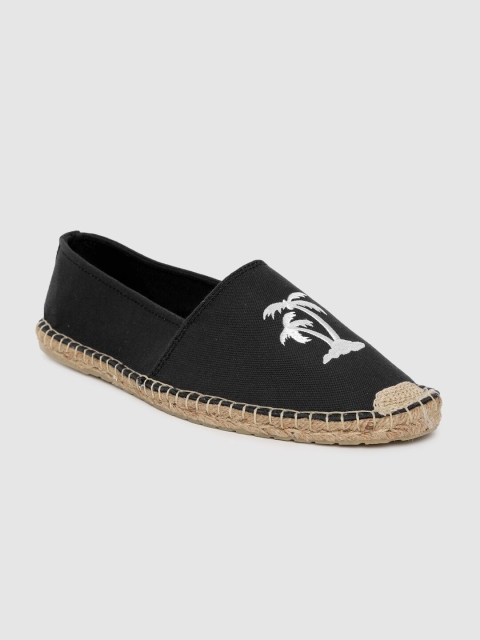 Men Black Embroidered Espadrilles