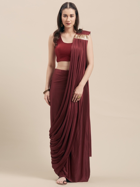 

Tikhi Imli Magenta Solid Poly Crepe Ready to Wear Saree