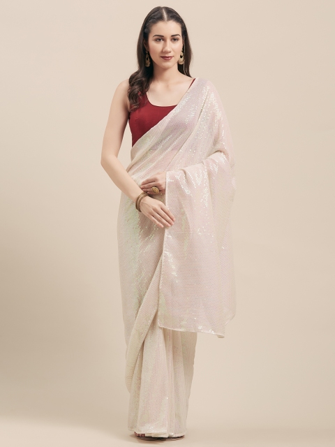 

Tikhi Imli Off-White Sequinned Poly Georgette Saree