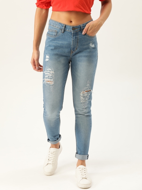 

DressBerry Women Blue Skinny Fit Mid-Rise Mildly Distressed Stretchable Jeans
