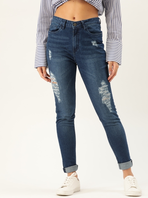 

DressBerry Women Navy Blue Skinny Fit Mid-Rise Mildly Distressed Stretchable Jeans