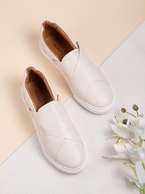 

DressBerry Women Beige Slip-On Sneakers