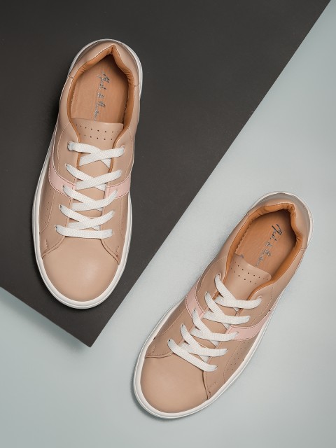 

Mast & Harbour Women Beige Solid Sneakers