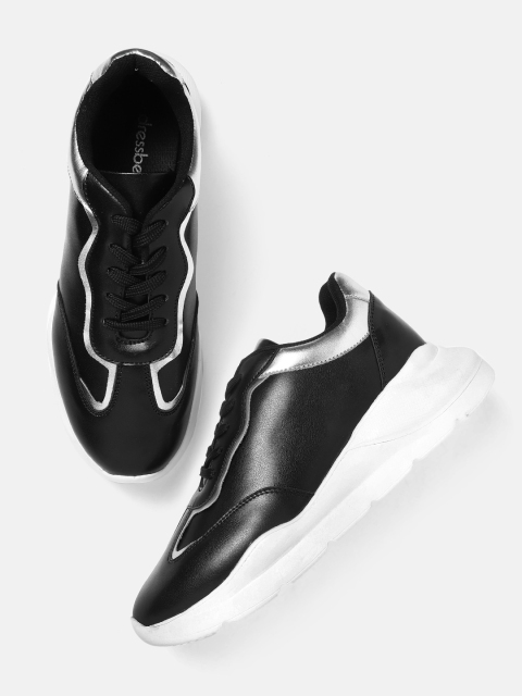 

DressBerry Women Black & Silver-Toned Sneakers