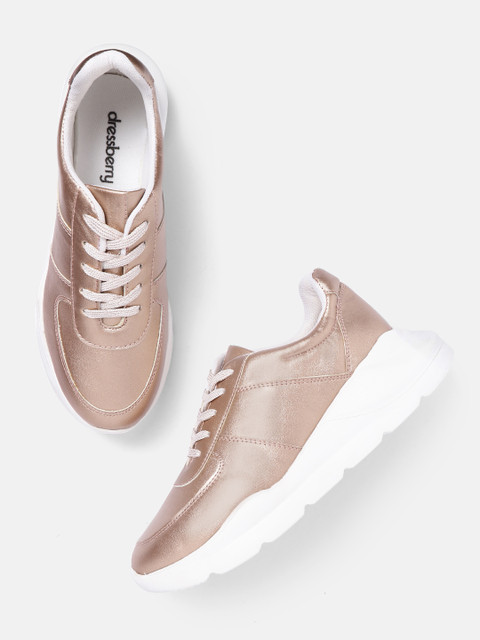 

DressBerry Women Rose Gold-Toned Sneakers