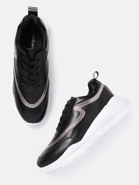 

DressBerry Women Black & Gold-Toned Sneakers