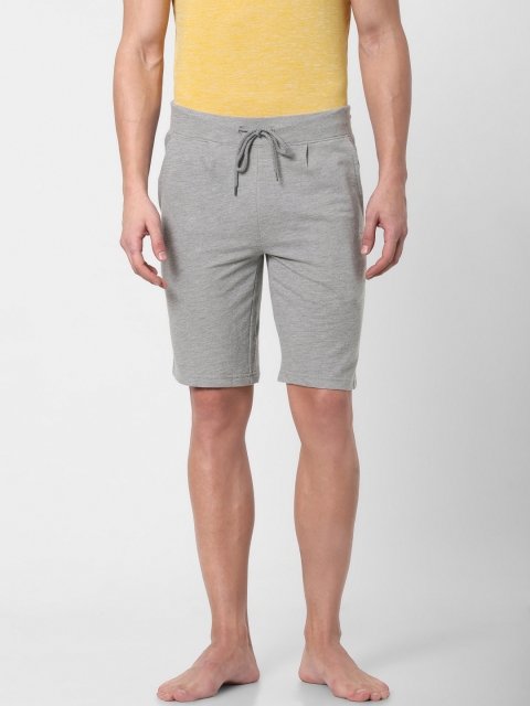 

Jack & Jones Men Grey Melange Solid Regular Fit Lounge Shorts