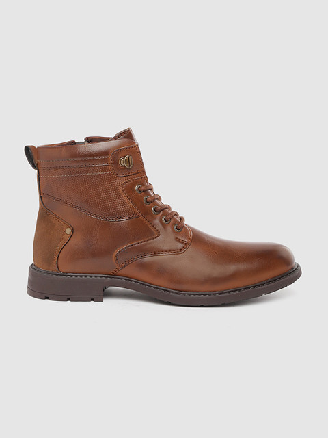 

Roadster Men Tan Brown Solid Mid-Top Flat Boots