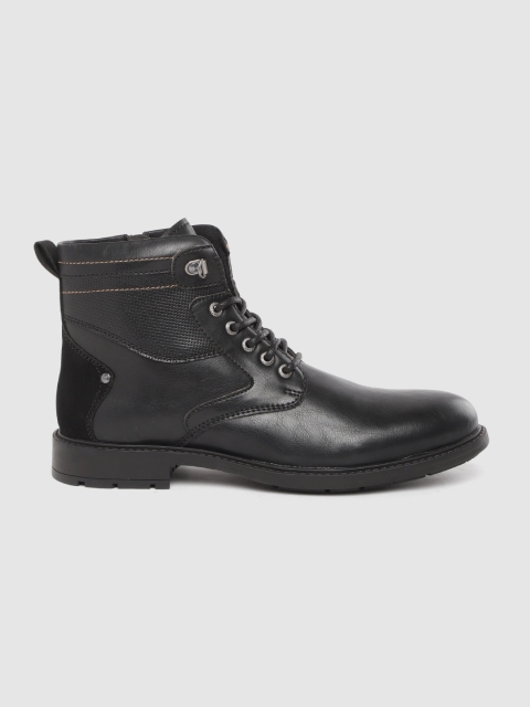 

Roadster Men Black Solid Mid-Top Flat Boots