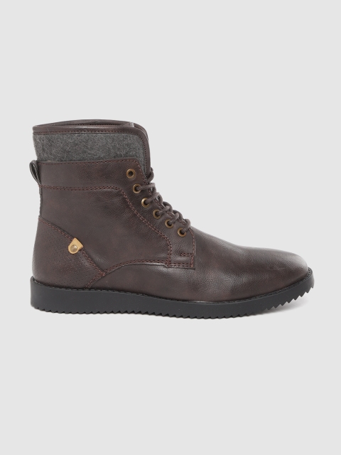 

Roadster Men Coffee Brown Solid Mid-Top Flat Boots
