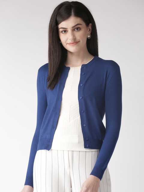 

Marks & Spencer Women Blue Solid Cardigan