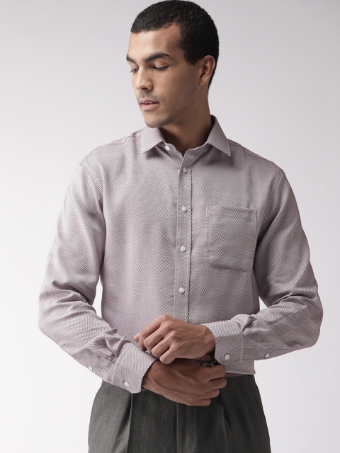 

Marks & Spencer Men White & Burgundy Regular Fit Self Design Formal Shirt