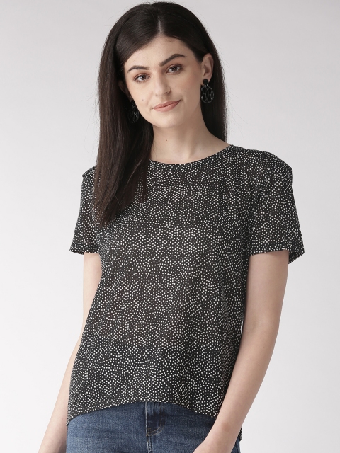 

Marks & Spencer Women Black & White Printed Round Neck T-shirt
