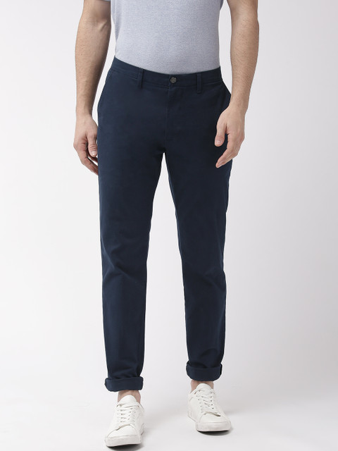 

Marks & Spencer Men Navy Blue Slim Fit Solid Chinos