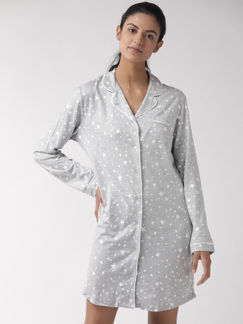 

Marks & Spencer Grey Melange & White Printed Nightdress