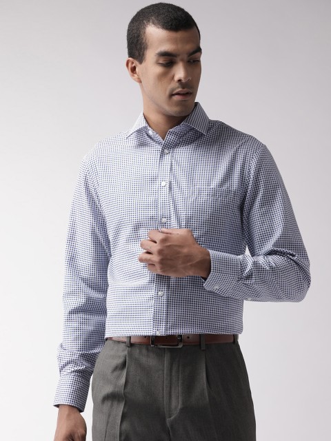 

Marks & Spencer Men Blue & White Regular Fit Checked Formal Shirt