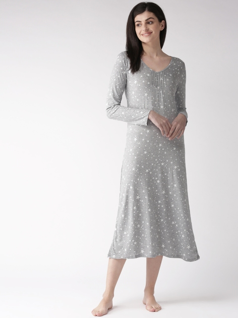 

Marks & Spencer Grey Melange & White Printed Nightdress