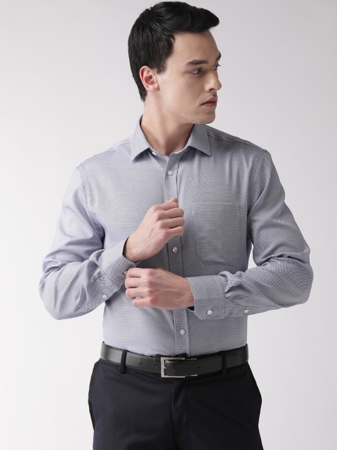 

Marks & Spencer Men Blue & White Regular Fit Self Design Formal Shirt