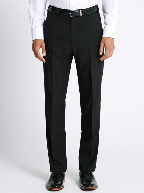 

Marks & Spencer Men Black Regular Fit Solid Formal Trousers