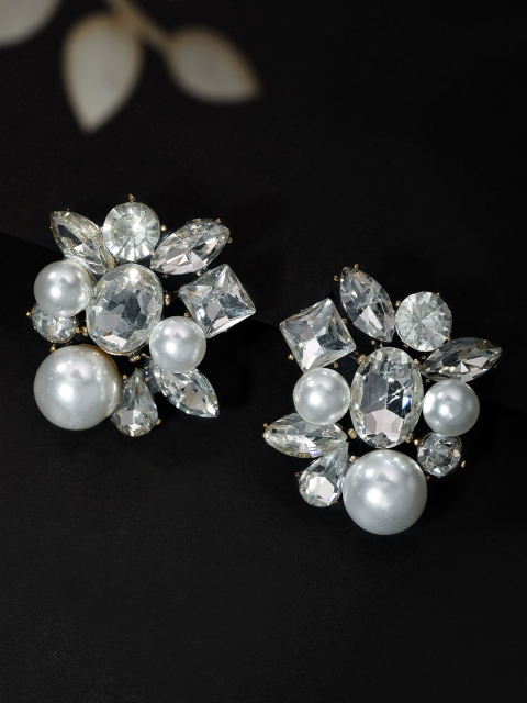 

Rubans Gold-Toned & White Classic Studs