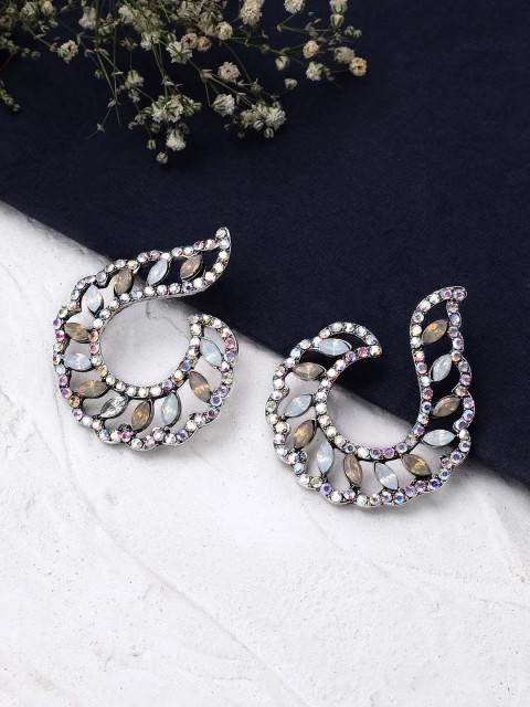 

Rubans Silver-Toned & Green Classic Studs