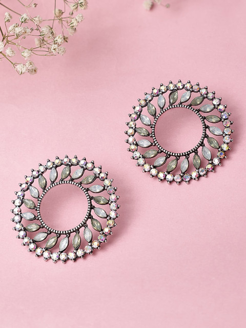 

Rubans Silver-Toned & Multicoloured Classic Handcrafted Studs