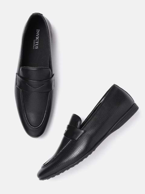 

INVICTUS Men Black Perforated Formal Slip-ons
