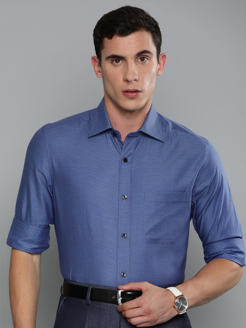 

Louis Philippe Men Navy Blue Classic Fit Self Design Formal Shirt