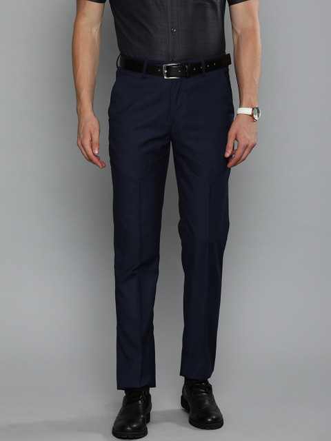 

Louis Philippe Men Navy Blue Slim Fit Solid Formal Trousers