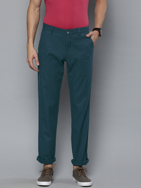 

Louis Philippe Sport Men Teal Blue Slim Fit Self Design Regular Trousers