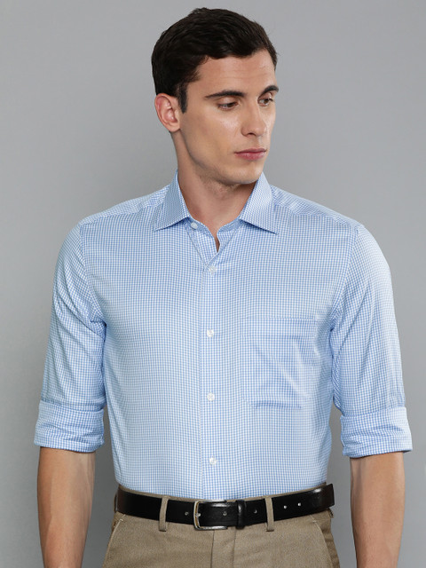 

Louis Philippe Men Blue & White Classic Fit Checked Formal Shirt