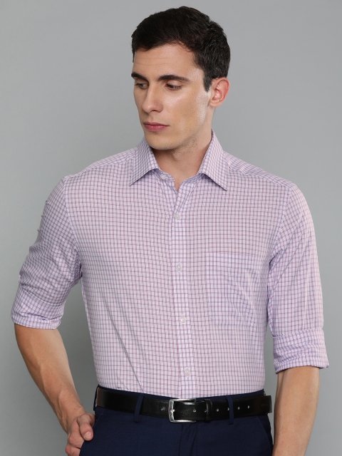 

Louis Philippe Men Pink & White Classic Fit Checked Formal Shirt