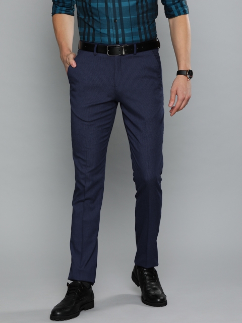 

Louis Philippe Men Navy Blue Solid Super Slim Fit Formal Trousers
