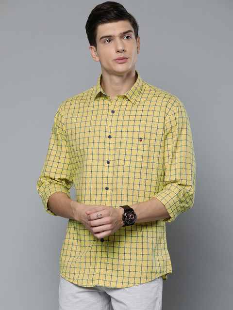 

Louis Philippe Sport Men Yellow & Blue Slim Fit Checked Casual Shirt