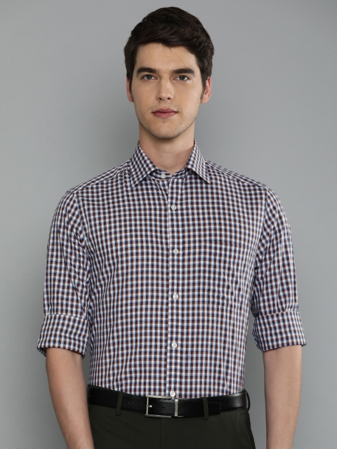 

Louis Philippe Men Brown & Blue Classic Fit Checked Formal Shirt