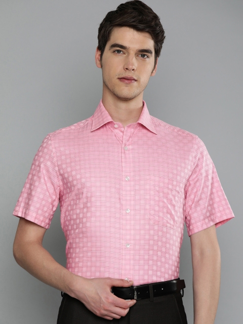 

Louis Philippe Men Pink & Black Classic Fit Self Design Formal Shirt
